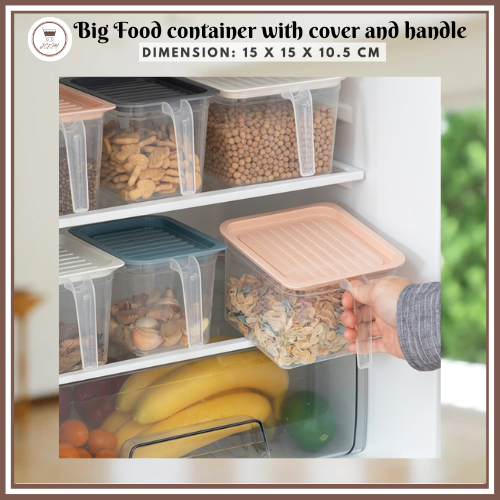 BIG FOOD STORAGE WITH HANDLE AND COVER/ CLEAR PLASTIC FOOD CONTAINER