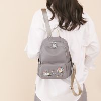 Korean Version Backpack Women Fashion All-Match Schoolbag Canvas Oxford Cloth Embroidered Small Casual Travel 【AUG】