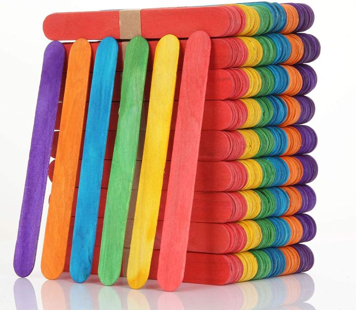 tkng Wood Craftsticks 50pcs, Vibrant Popsicle Sticks Colored, Wood