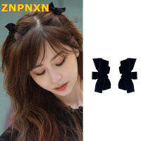 ZNPNXN Star กับโบว์กำมะหยี่สีดำเดียวกันทรัมเป็ตด้านข้างเรียบกิ๊บหญิงฤดูร้อน