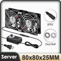 Gdstime DC 12V Dual Ball 80X25Mm 80Mm พัดลมคอมพิวเตอร์ Big Airflow Variable Speed Controller สำหรับแล็ปท็อป PC Receiver DVR Cooling