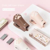 kawaii Mini Stapler Set with 1000pcs 12 Staples Cute Cat Paw Paper Binder Stationery Office Binding Tools School Supplies