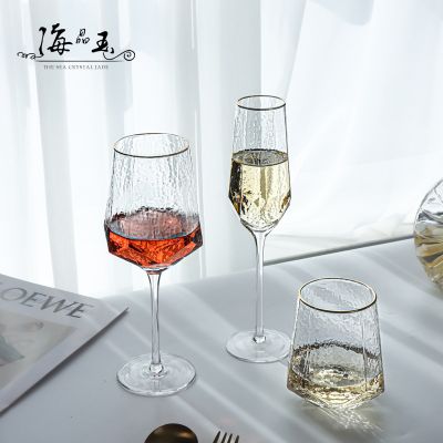 Luxury Diamond Hammer Goblet Champagne Glass Crystal Glass Red Wine Glasses Phnom Penh Wine Glasses Set Wholesale Wine Glasses