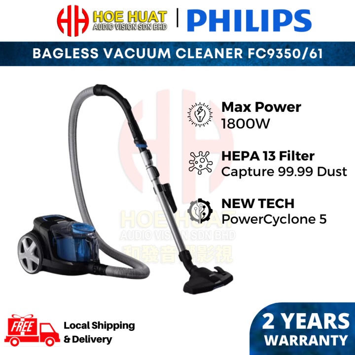 Philips FC9350 Bagless Vacuum Cleaner 1800W PowerCyclone Tech FC9350/61 ...