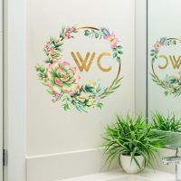 30*30cm Plants And Flowers English Wc Wall Stickers Creative Toilet Bathroom Commercial Place Decoration Mural Pvc Wall Stickers Wall Stickers  Decals