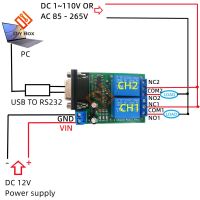 【YD】 2 Channel 2ch RS232 Relay Board Module Motor PTZ 12V 24V UART Serial Port