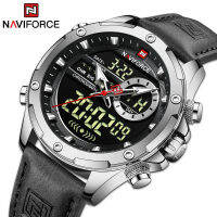 NAVIFORCE นาฬิกาแบรนด์หรูสำหรับผู้ชายนาฬิกาหนังแท้กันน้ำหน้าปัดดิจิตอลชายสร้างสรรค์นาฬิกาข้อมือ Relógio Masculino