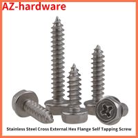 GuHua Stainless Steel Cross External Hex Flange Self Tapping Screw with pad Hexagon Head with Collar Tapping Screws M3-M6 10pcs