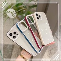 [Small M trend phone case] เคสแข็งโปร่งแสงสำหรับ iPhone 7 8 PLUS X XR Xs MAX 11 12 13 Pro Max กันแรงกระแทกเคสโทรศัพท์ BK