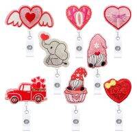 8 Pcs Valentines Day Badge Reels Retractable Office Products Nurse Badge Reel Valentines Day Gift Badge Holders for Her