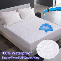 Solid Color Waterproof Mattress Cover Quilted Embossed Protector Fitted Sheet Style Thick Soft Mattres