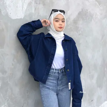 Jaket jeans 2024 blue black