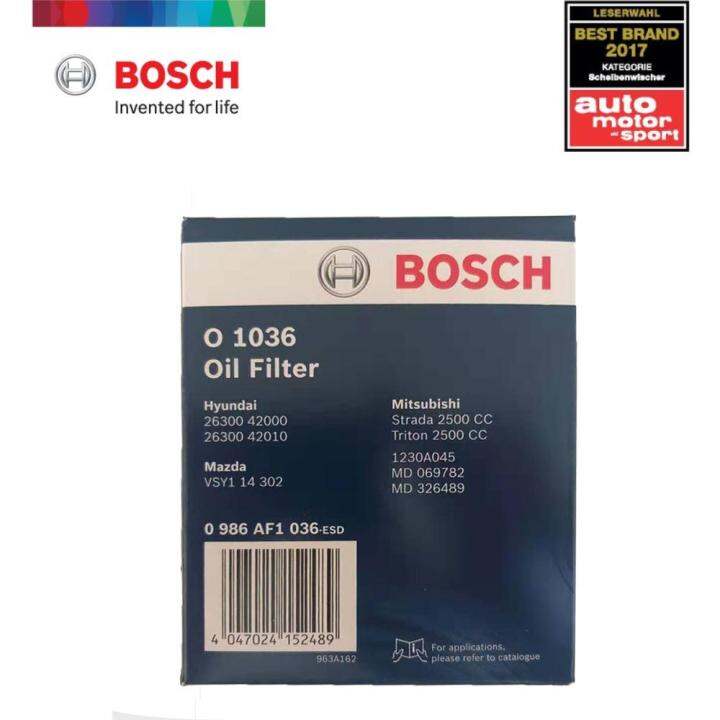 bosch-กรองน้ำมันเครื่อง-engine-oil-filter-0986af1036-สำหรับmitsubishi-triton-pajero-sport-endeavor-pickup-มิตซูบิชิ-ไทรทัน-ปาเจโร่สปอร์ต-เอ็นดีเวอร์