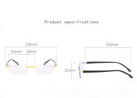 Reading Glasses Anti Vintage Rimless Square Portable Presbyopic Glasses Magnifier Vision Eyewear Prescription Lens