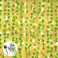 ▩○ Outdoor Solar Power Vine String Light Artificial Ivy Garden Lamp 100 LED Fairy Light Curtain Christmas Garland Weding Home Decor