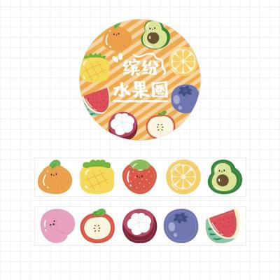 100 Pcspack Kawaii Fruit Animals Face Dot Washi Stickers Round Stickers Dot Writing Washi Tape For Diy Crafts Scrapbooking