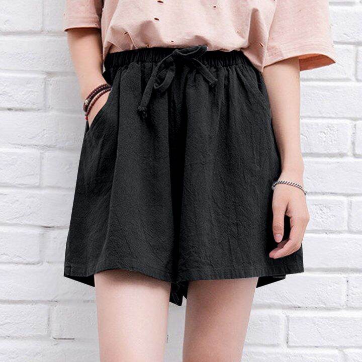 cotton-linen-shorts-women-summer-drawstring-gym-workout-shorts-ladies-casual-loose-wide-leg-shorts-streetwear