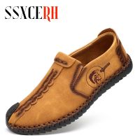 Handmade Brand Fashion Man Leather Boots Mens Driving Flats Casual Loafers Shoes High Quality Real Leather Comfortable Men 38~47