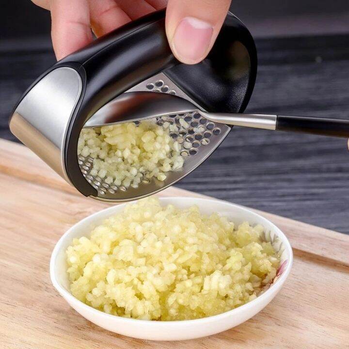 2022new-kitchen-manual-garlic-press-stainless-steel-garlic-press-vegetable-household-gadget-accessories