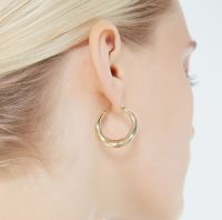 ต่างหูห่วงทองคำแท้ 14k (กว้างยาว 1 นิ้วหนักประมาณ 1.2 g ) 14K Yellow Gold loop earrings(diameter 1 inch)70146