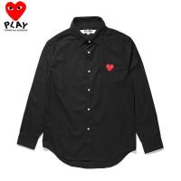 Hot Sale Original Ready Stock COMME Des Garcons CDG Play Pure Cotton Shirt Collar Long Sleeve Shirt Clothes Mens Womens Unisex Casual Soft Regular-fit Shirt