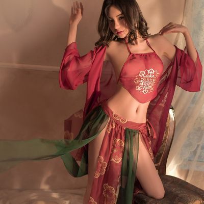 ชุดคอสเพลย์ผ้าชีฟองของผู้หญิงชุดเจ้าสาวจีนแบบดั้งเดิมชุดชั้นในเซ็กซี่ดูแปลกใหม่
