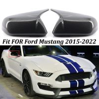 ฝาครอบกระจกมองหลังรถยนต์คาร์บอนไฟเบอร์สไตล์แตรสำหรับ Ford Mustang 2015 2016 2017 2018 2019 2021 2020