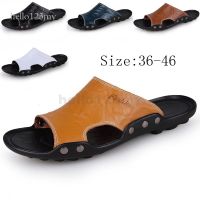 CODxdrrf5157 Large Size Summer Mens Casual Genuine Leather Sandals Handmade Slipers