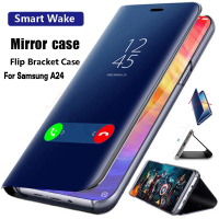 เคสแบบแข็งกระจกพับได้สำหรับ Samsung Galaxy A24 24 A54 A14 LTE 4G 5G 2023G ที่ใส่แท่นวางที่ทำจากหนังเคสมือถือกันกระแทกแข็ง