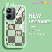 Jlingji เคสสำหรับ Realme 10 Realme 10 Pro Plus 5G เคสลายดอกไม้รูปหมีน้อยน่ารักสีสันสดใสเคสซิลิโคนเลนส์กล้องถ่ายรูปแบบนิ่มใสกันกระแทกแบบใสง่าย