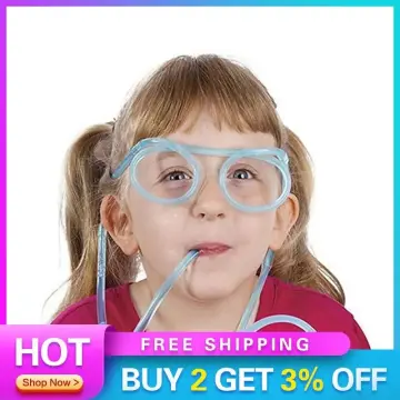 1pcs Funny Soft Plastic Glasses Straw Unique Flexible Drinking Tube Kids  Party Bar Accessories Beer Colorful Homebrew