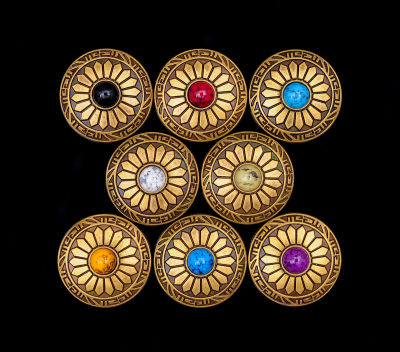 10Pcs 1 "ทองเหลือง Theast Tribal Sun ดอกไม้ Turquoise Concho สำหรับ Leathercraft กระเป๋าสตางค์เข็มขัดอาน Headstall Bridle Decor