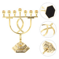 FICUESTORE【New】 Menorah 7 Branch Candle Metal Candle Tabletop Candle Decor