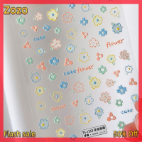 Zozo ✨Ready Stock✨ สติ๊กเกอร์เล็บฤดูใบไม้ผลิ sunflowersdecals Floral fern 3D สติกเกอร์กาวด้วยตนเอง