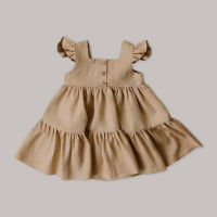 Infant dress 2022 summer girl cotton linen small flying sleeve dress girl baby vest skirt girl casual cake skirt 0-2 years old