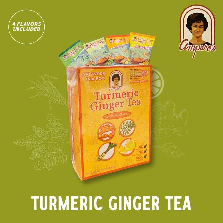 Amparo's Turmeric Ginger Tea 4 flavors 20 sachets in a box Salabat