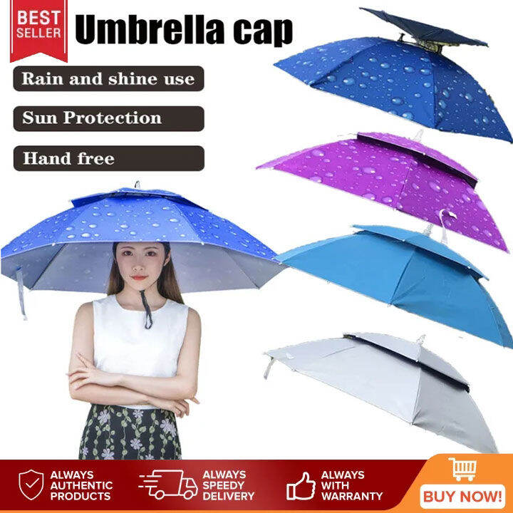 MONQIQI Summer Outdoor Hand Free Ultralight Umbrella Hat Waterproof