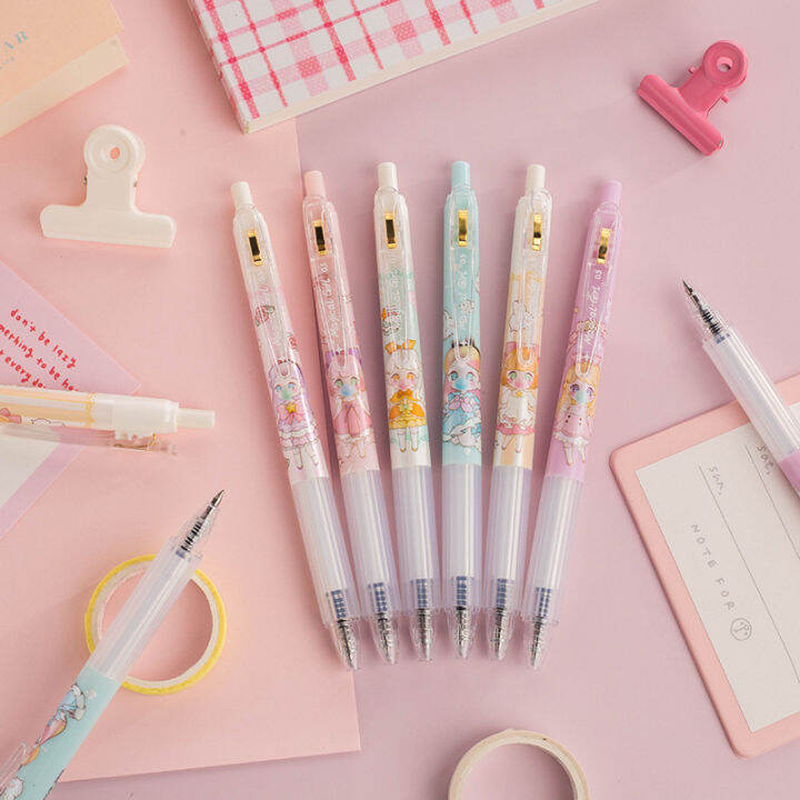 5pcsbox-retractable-gel-pens-cartoon-anime-pen-extra-fine-0-5mm-kawaii-pen-stationery-for-kids-school-office-supplies