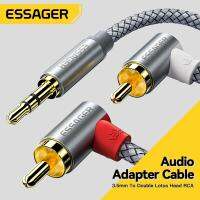 【YF】 Essager 90° RCA Cable Jack 3.5 to Audio 3.5mm 2RCA Male Splitter Aux Cord For TV PC Amplifier DVD Speaker Wire