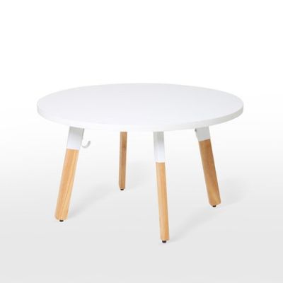 MODERNFORM โต๊ะกลม End Table รุ่น RV ท็อปขาว/ขาไม้ยาง ขนาดเส้นผ่านศูนย์กลาง 80 X สูง 45 ซม.