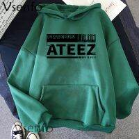 Ateez เสื้อฟลีซกันหนาวลำลองฮาราจูกุแบบหลวมเสื้อฮู้ดดี้สำหรับผู้หญิงและผู้ชาย,เสื้อ MODE Korea ใส่ได้ทั้งชายและหญิงเสื้อสเวตเชิ้ตที่สวยงาม