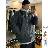 Baseball Uniform Diamond Lattice Cotton-Padded Clothes Coat Japanese Male Popular Logo Winter Ins Retro Jacket More Relaxed Leisure