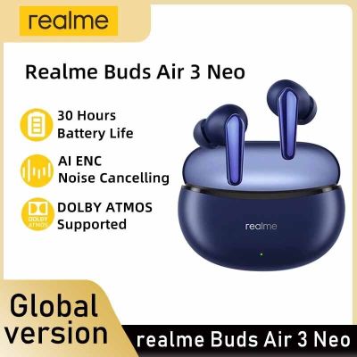 ZZOOI Original Realme Buds Air 3 Neo Earphone 30-hour Battery Life Call Noise Cancellation Low Latency IPX5 Waterproof Sport Earbuds