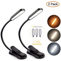 USB Rechargeable Book Light 7 LED Reading Light with 3-Level Warm Cool White Daylight Flexible Easy Clip Night Reading Lamp