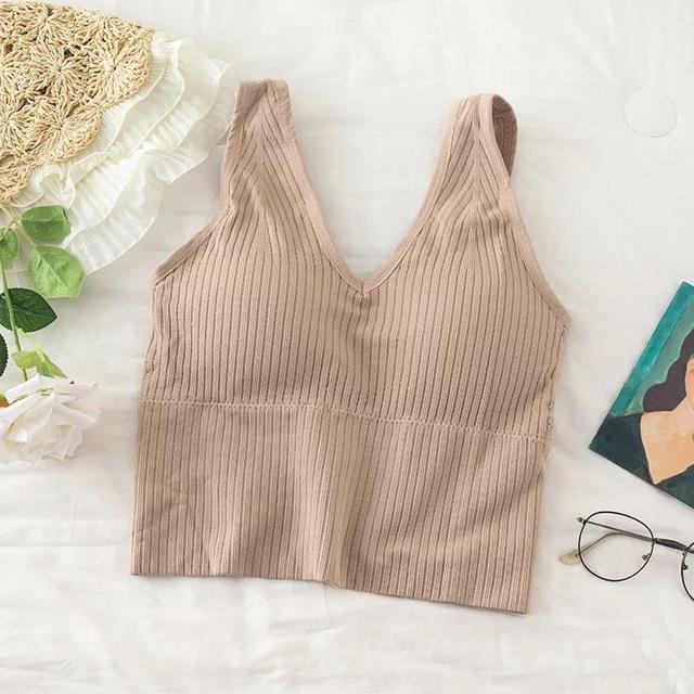 svokor-threaded-crop-top-color-camisole-v-neck-tube-bottoming-with-chest