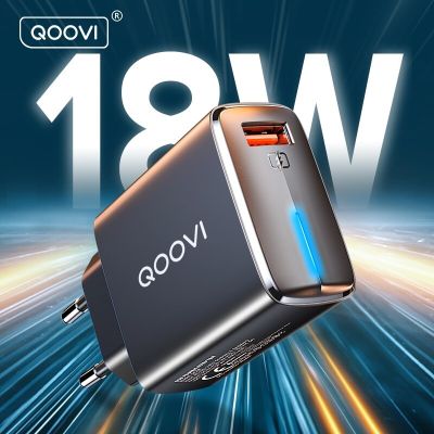 QOOVI 18W USB Charger EU Plug QC 3.0 Quick Charge Mobile Phone Wall Adapter Fast Charging For iPhone 14 Samsung Xiaomi Redmi