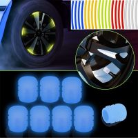 Luminous Valve Caps Reflective Stickers Night Glowing Car Motorcycle Bicycle Wheel Styling Tyre Hub Universal Cap Decor Wheel Covers