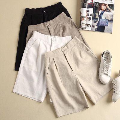 board shorts cotton and linen female large size 2021 summer new Korean version of thin section high waist casual wide-leg shorts