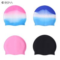 1Pc Gradient Color Dry Hair Swim Cap Silicone Adult Waterproof Swimming Cap For Men Women Protect Ears Swim Hat Swimming Swim Caps