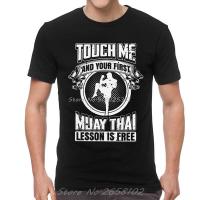 เสื้อยืดคอกลมTouch Me และ First มวยไทยบทเรียนฟรี T เสื้อยืดผ้าฝ้ายแขนสั้น Thailand Martial Art นักรบ Tee S-5XL